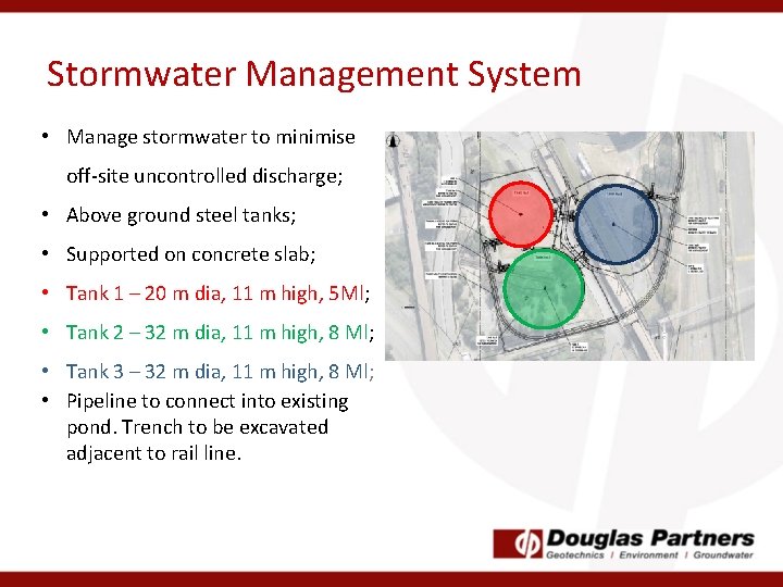 Stormwater Management System • Manage stormwater to minimise off-site uncontrolled discharge; • Above ground