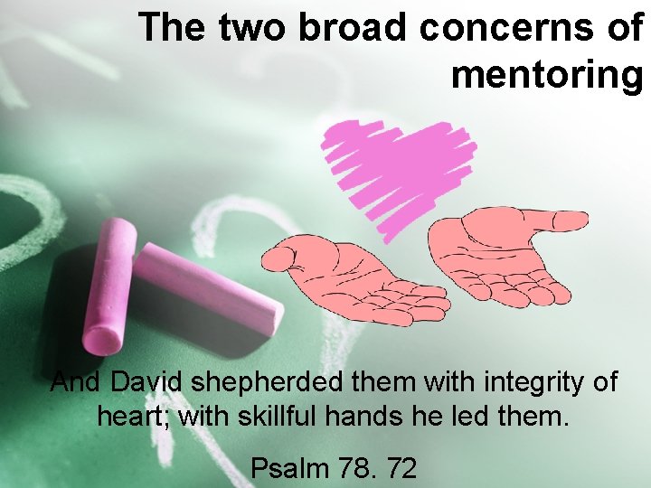 The two broad concerns of mentoring And David shepherded them with integrity of heart;