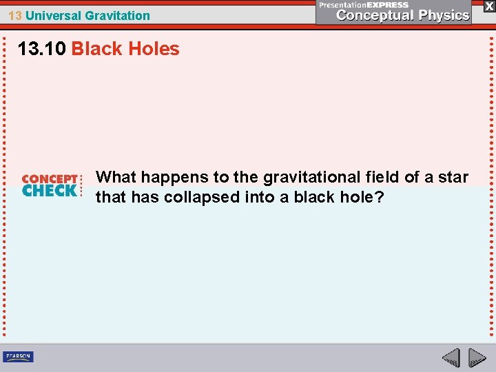 13 Universal Gravitation 13. 10 Black Holes What happens to the gravitational field of