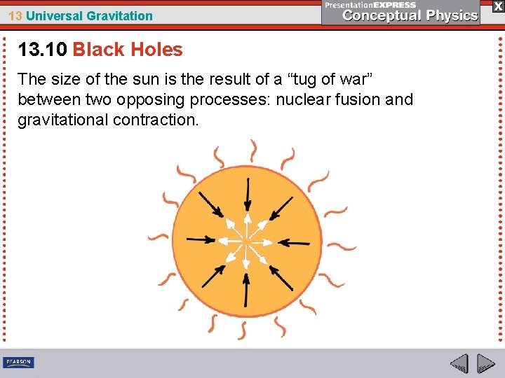 13 Universal Gravitation 13. 10 Black Holes The size of the sun is the