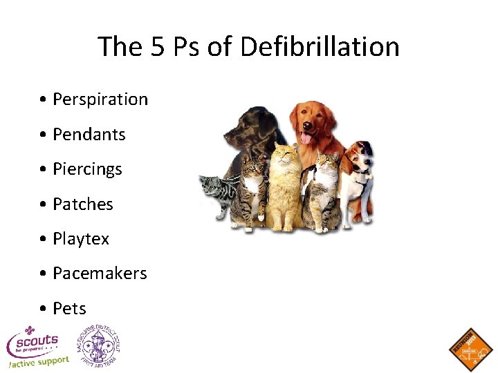 The 5 Ps of Defibrillation • Perspiration • Pendants • Piercings • Patches • The 5 Ps of Defibrillation • Perspiration • Pendants • Piercings • Patches •