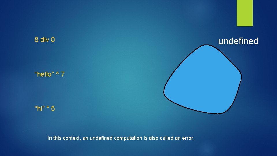 8 div 0 “hello” ^ 7 “hi” * 5 In this context, an undefined 8 div 0 “hello” ^ 7 “hi” * 5 In this context, an undefined
