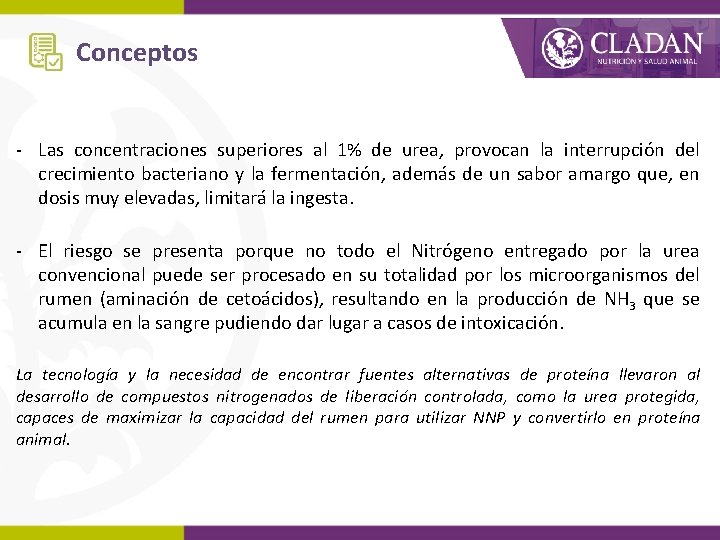 Conceptos - Las concentraciones superiores al 1% de urea, provocan la interrupción del crecimiento