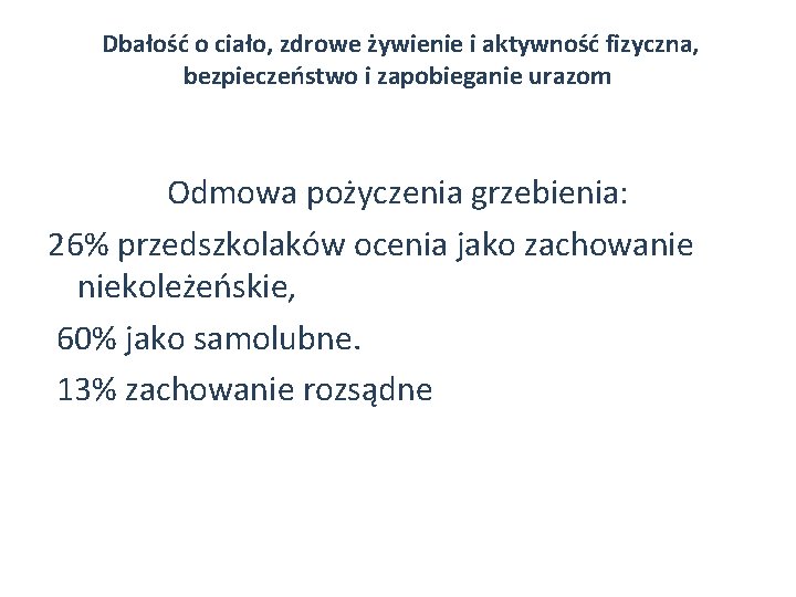 Dbałość o ciało, zdrowe żywienie i aktywność fizyczna, bezpieczeństwo i zapobieganie urazom Odmowa pożyczenia