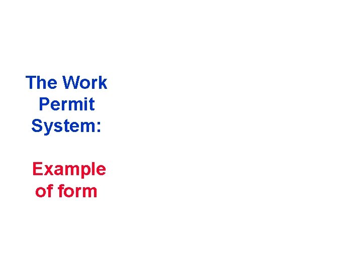 The Work Permit System: Example of form 