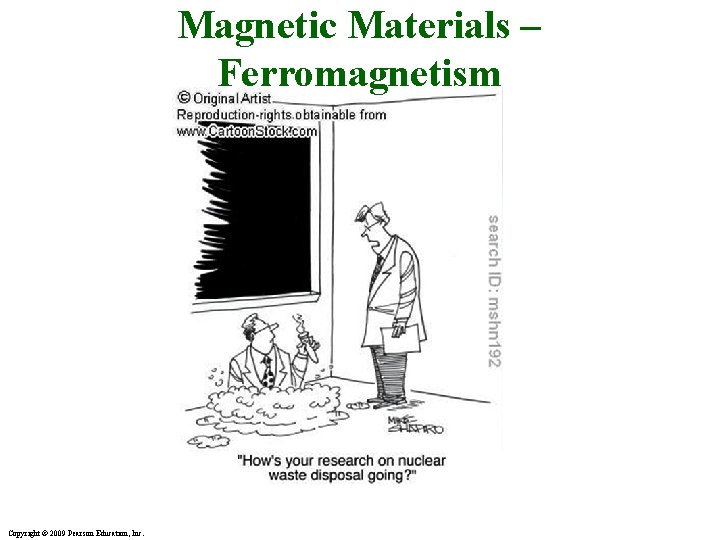 Magnetic Materials – Ferromagnetism Copyright © 2009 Pearson Education, Inc. Magnetic Materials – Ferromagnetism Copyright © 2009 Pearson Education, Inc.
