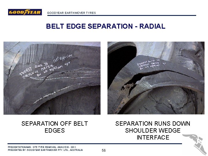 GOODYEAR EARTHMOVER TYRES BELT EDGE SEPARATION - RADIAL SEPARATION OFF BELT EDGES PRESENTATIONAME: OTR