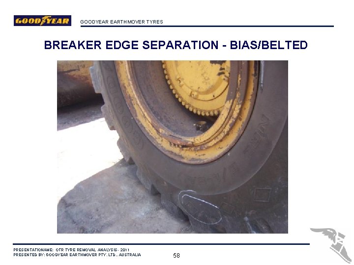 GOODYEAR EARTHMOVER TYRES BREAKER EDGE SEPARATION - BIAS/BELTED PRESENTATIONAME: OTR TYRE REMOVAL ANALYSIS -