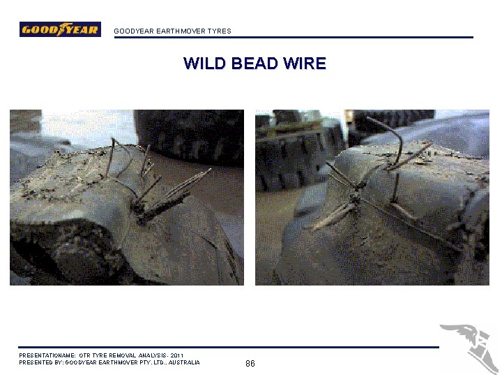 GOODYEAR EARTHMOVER TYRES WILD BEAD WIRE PRESENTATIONAME: OTR TYRE REMOVAL ANALYSIS - 2011 PRESENTED