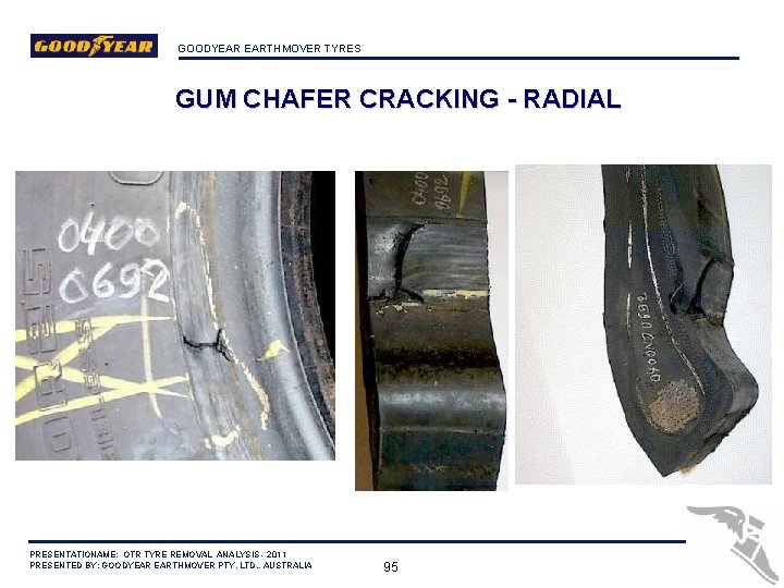 GOODYEAR EARTHMOVER TYRES GUM CHAFER CRACKING - RADIAL PRESENTATIONAME: OTR TYRE REMOVAL ANALYSIS -