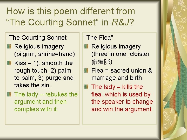 How is this poem different from “The Courting Sonnet” in R&J? The Courting Sonnet