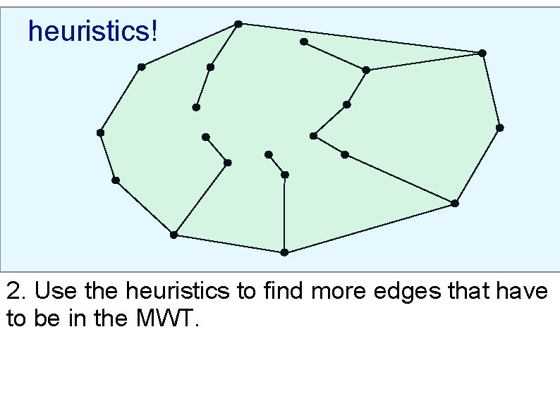 heuristics! 2. Use the heuristics to find more edges that have to be in