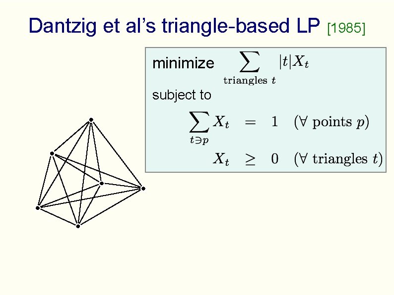 Dantzig et al’s triangle-based LP [1985] minimize subject to 