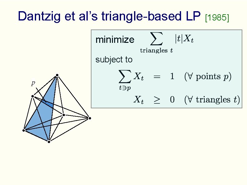 Dantzig et al’s triangle-based LP [1985] minimize subject to 