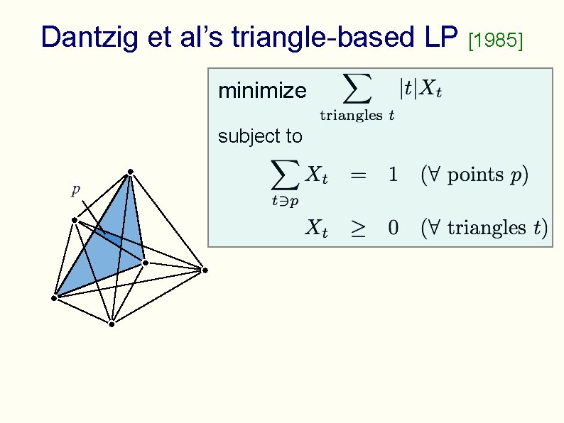 Dantzig et al’s triangle-based LP [1985] minimize subject to 