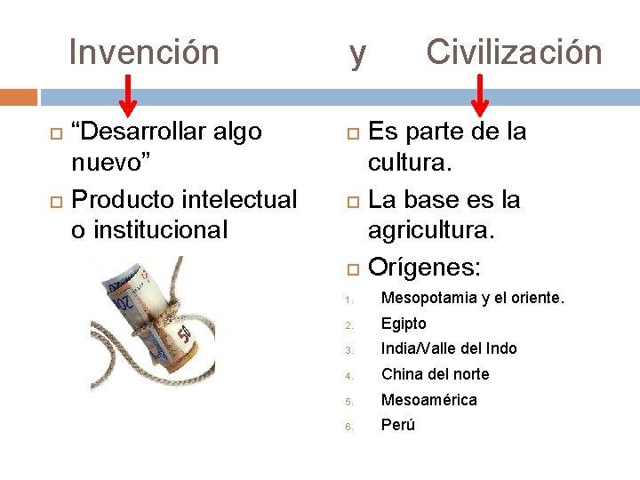 Invención “Desarrollar algo nuevo” Producto intelectual o institucional y Civilización Es parte de la