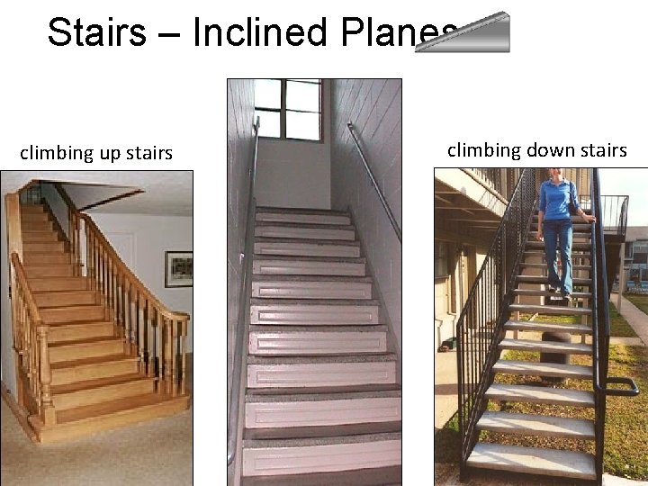 Stairs – Inclined Planes climbing up stairs climbing down stairs 