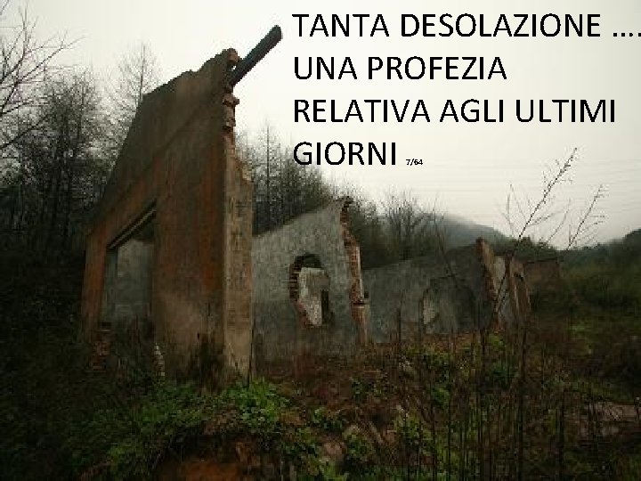 TANTA DESOLAZIONE …. UNA PROFEZIA RELATIVA AGLI ULTIMI GIORNI 7/64 