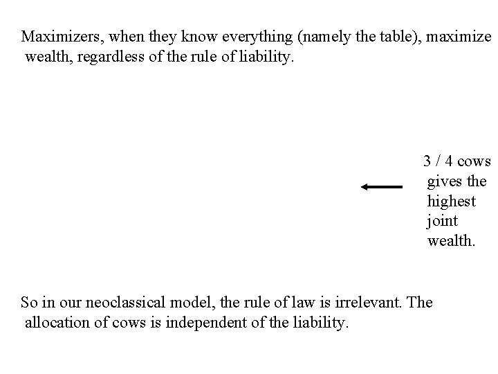 Maximizers, when they know everything (namely the table), maximize wealth, regardless of the rule