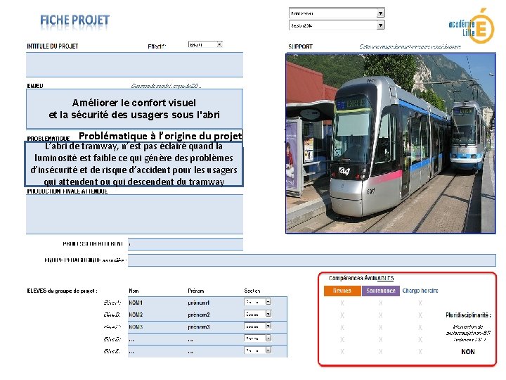 Améliorer le confort visuel et la sécurité des usagers sous l'abri Problématique à l’origine