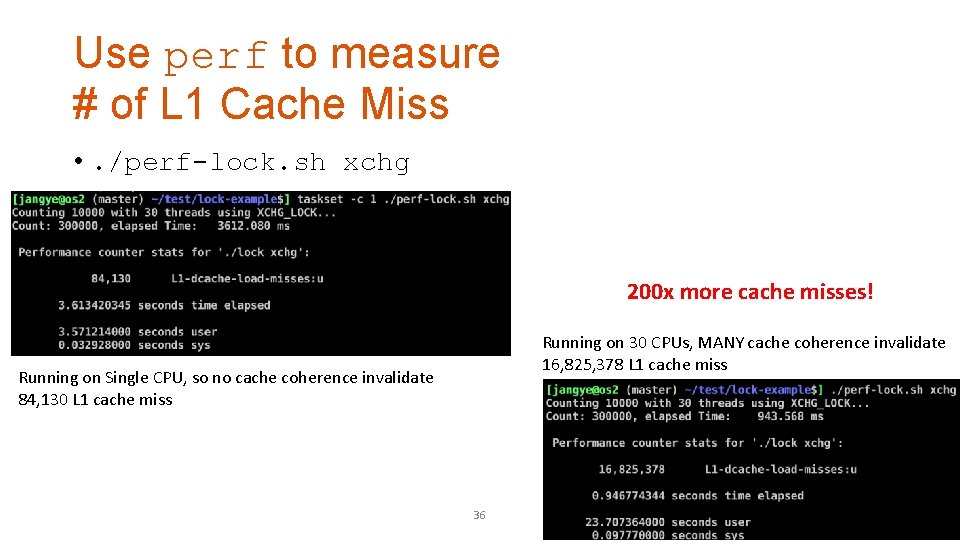 Use perf to measure # of L 1 Cache Miss • . /perf-lock. sh