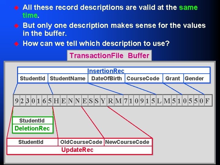 u u u All these record descriptions are valid at the same time. But