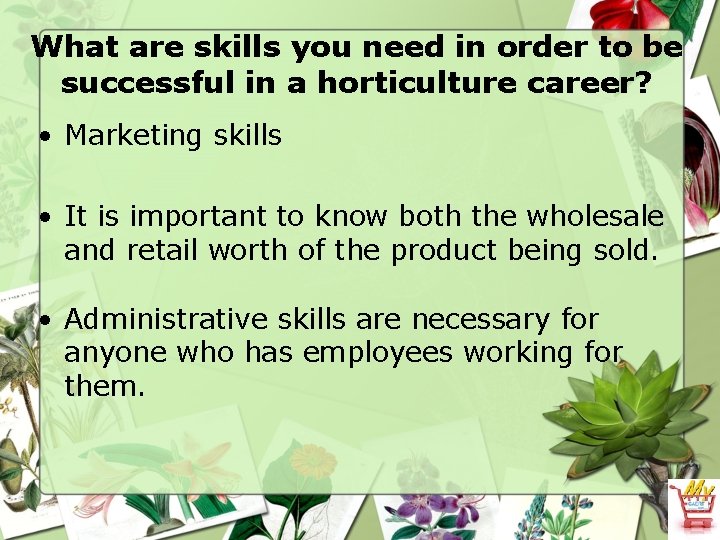 What are skills you need in order to be successful in a horticulture career?