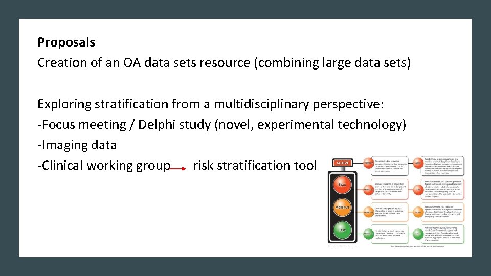 Proposals Creation of an OA data sets resource (combining large data sets) Exploring stratification