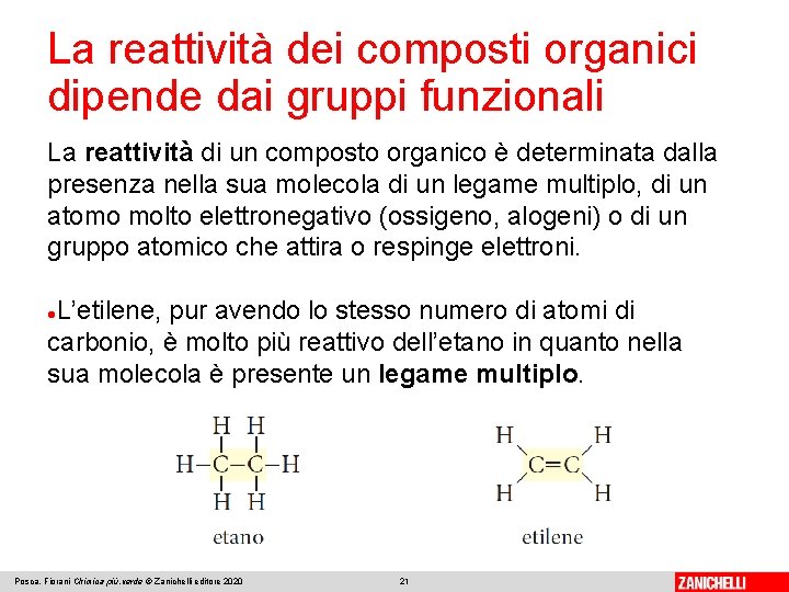 La reattività dei composti organici dipende dai gruppi funzionali La reattività di un composto La reattività dei composti organici dipende dai gruppi funzionali La reattività di un composto