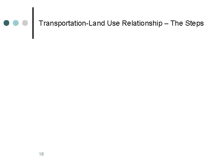 Transportation-Land Use Relationship – The Steps 18 