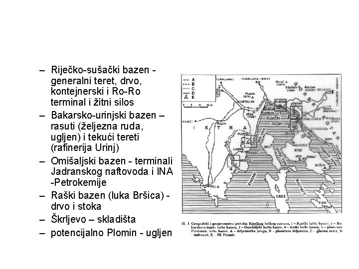 – Riječko-sušački bazen generalni teret, drvo, kontejnerski i Ro-Ro terminal i žitni silos –