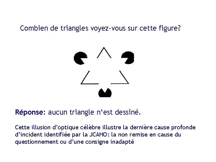 Hémovigilance Combien de triangles voyez-vous sur cette figure? Réponse: aucun triangle n’est dessiné. Cette