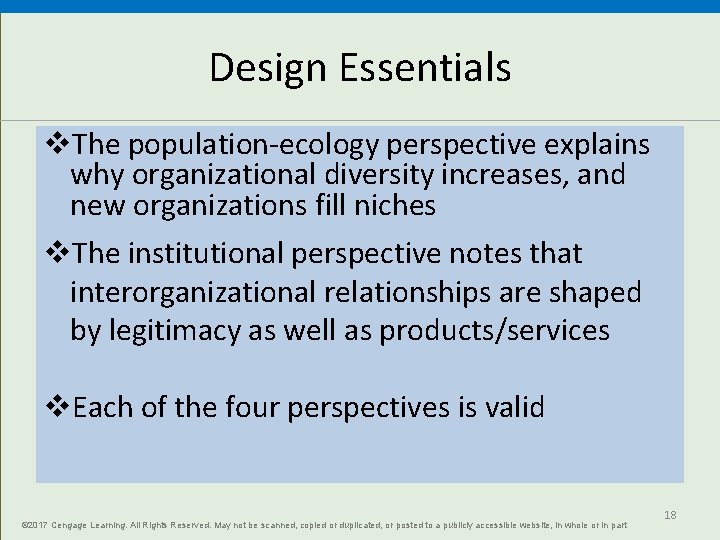Design Essentials v. The population-ecology perspective explains why organizational diversity increases, and new organizations