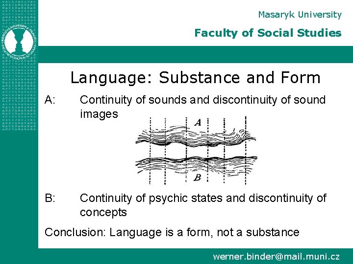 Masaryk University Faculty of Social Studies Language: Substance and Form A: Continuity of sounds