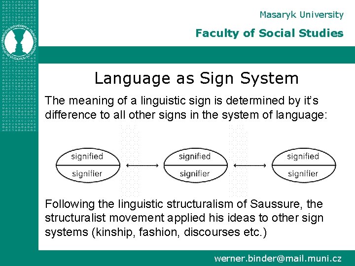 Masaryk University Faculty of Social Studies Language as Sign System The meaning of a