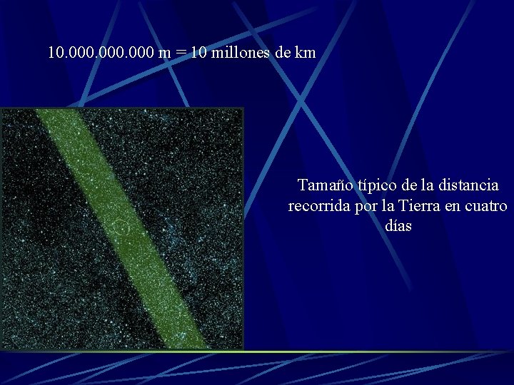 10. 000 m = 10 millones de km Tamaño típico de la distancia recorrida