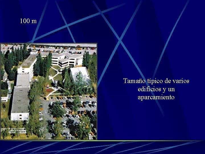 100 m Tamaño típico de varios edificios y un aparcamiento 