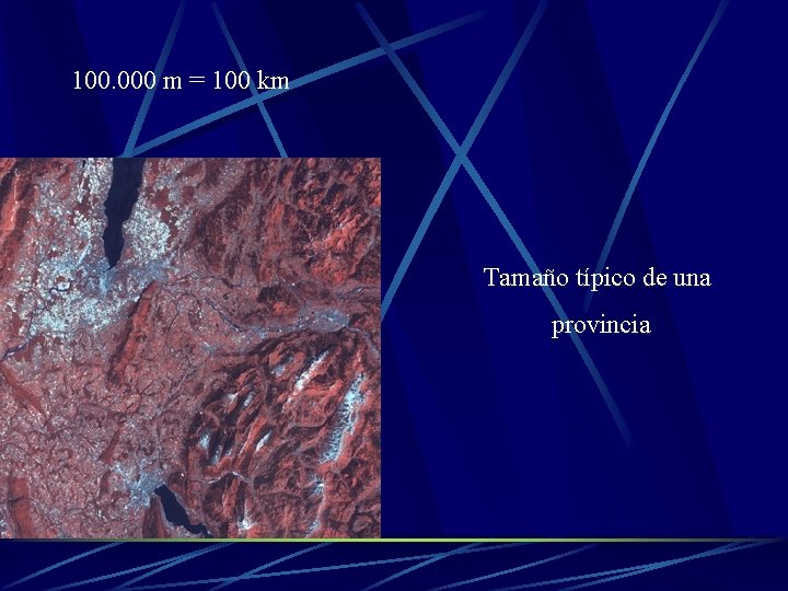 100. 000 m = 100 km Tamaño típico de una provincia 