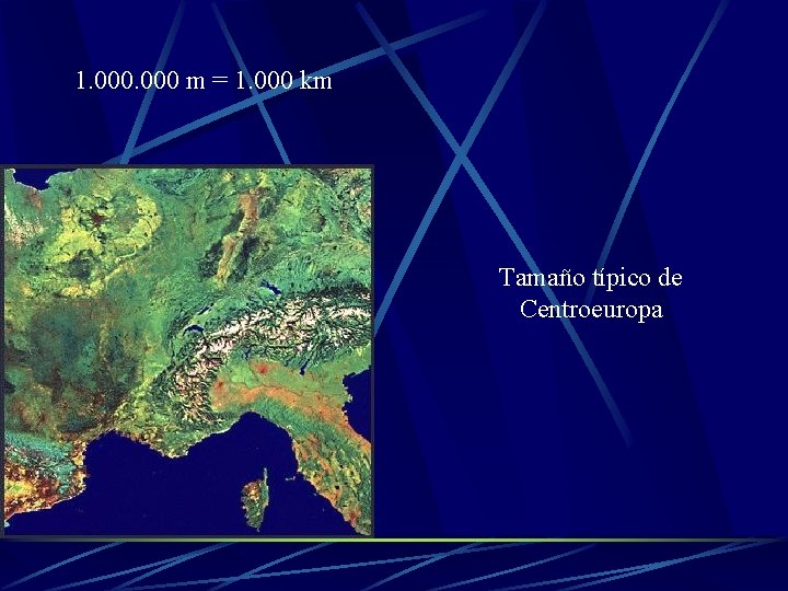 1. 000 m = 1. 000 km Tamaño típico de Centroeuropa 