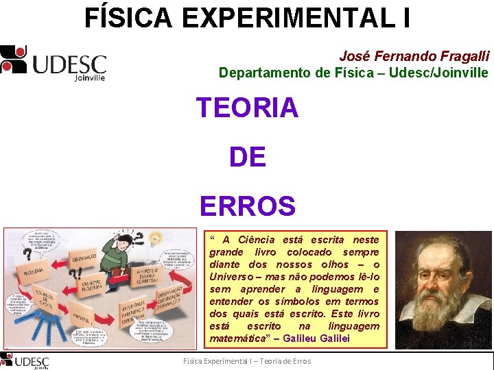 FÍSICA EXPERIMENTAL I José Fernando Fragalli Departamento de Física – Udesc/Joinville TEORIA DE ERROS