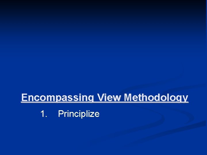 Encompassing View Methodology 1. Principlize 