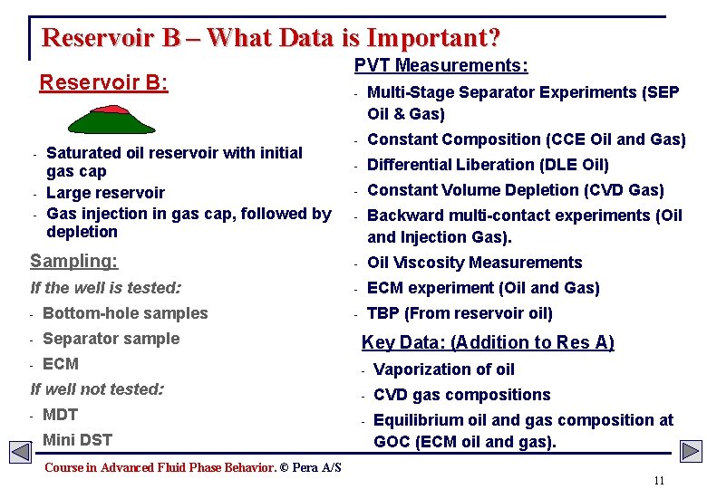 Reservoir B – What Data is Important? Reservoir B: PVT Measurements: - Multi-Stage Separator