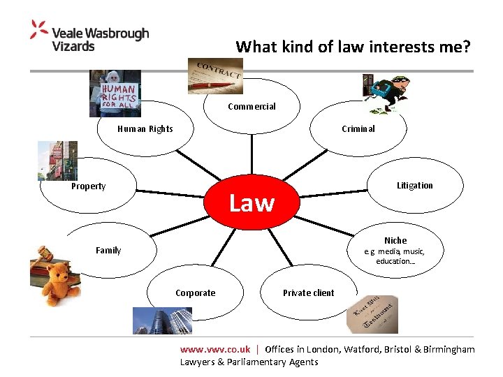 What kind of law interests me? Commercial Human Rights Criminal Property Litigation Law Niche