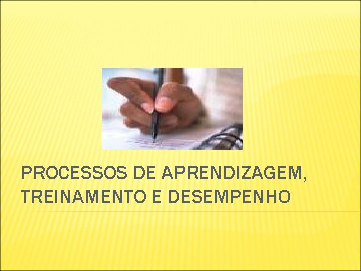 PROCESSOS DE APRENDIZAGEM, TREINAMENTO E DESEMPENHO PROCESSOS DE APRENDIZAGEM, TREINAMENTO E DESEMPENHO