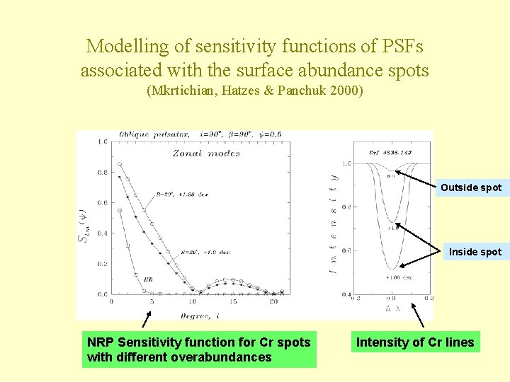 Modelling of sensitivity functions of PSFs associated with the surface abundance spots (Mkrtichian, Hatzes Modelling of sensitivity functions of PSFs associated with the surface abundance spots (Mkrtichian, Hatzes
