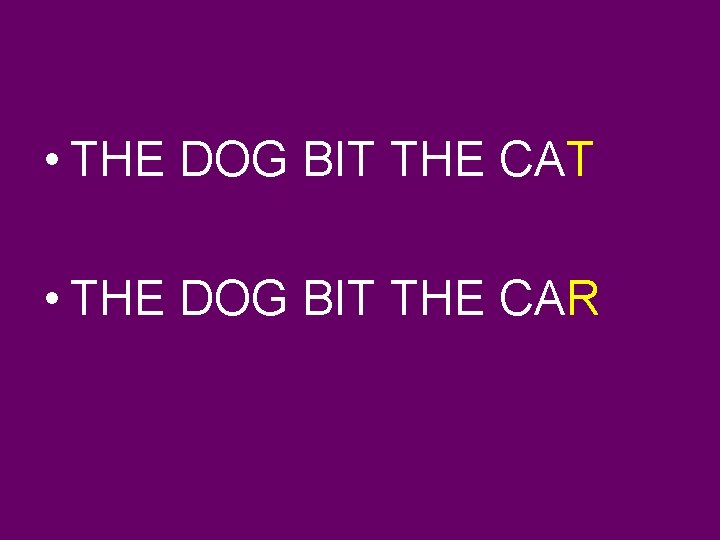  • THE DOG BIT THE CAT • THE DOG BIT THE CAR 