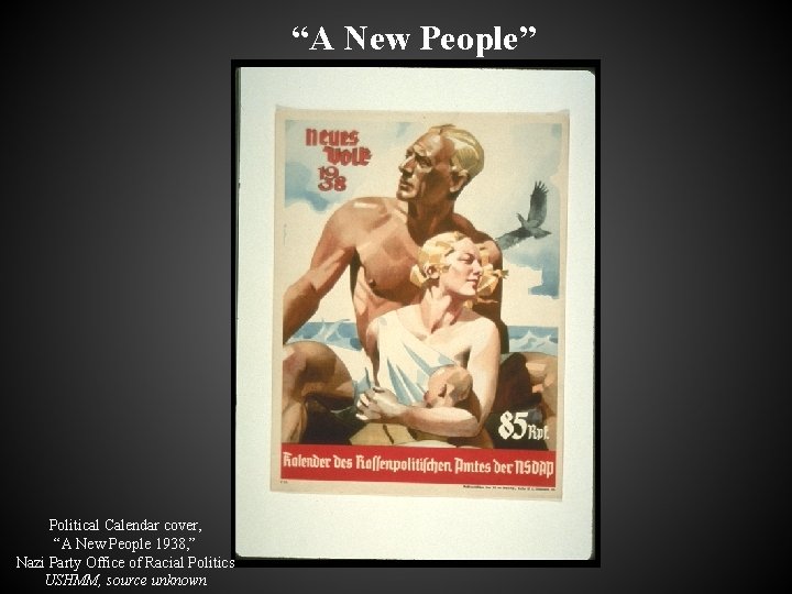 “A New People” Political Calendar cover, “A New People 1938, ” Nazi Party Office