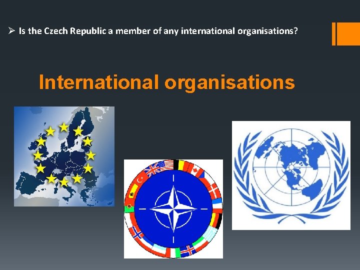 Ø Is the Czech Republic a member of any international organisations? International organisations 