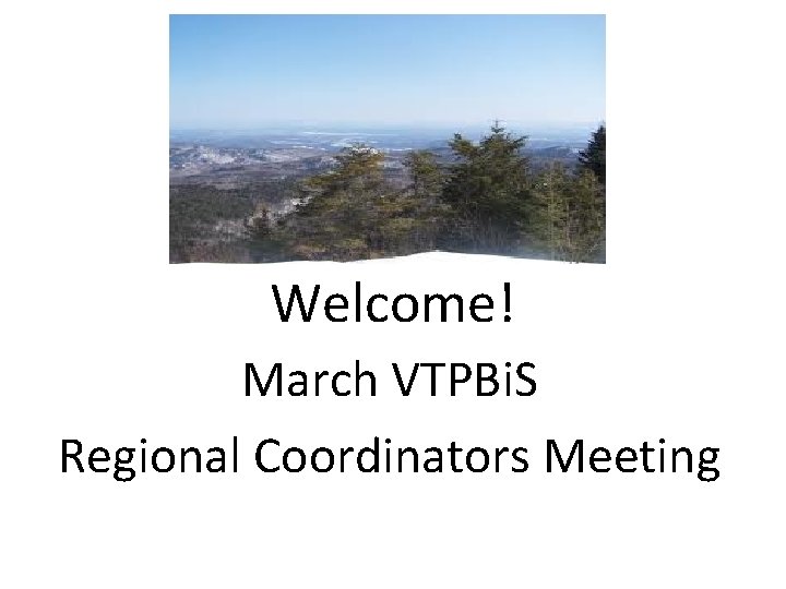 Welcome! March VTPBi. S Regional Coordinators Meeting 