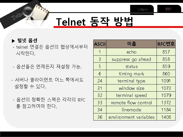 ln et Te Telnet SSH Telnet 동작 방법 ▶ 텔넷 옵션 - telnet 연결은